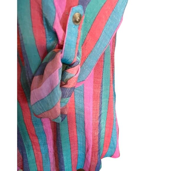 Robert Louis women's striped top blouse shirt M/LG? see measurements below. - Picture 2 of 5